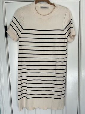 Zara Cream Knit Sweater Dress